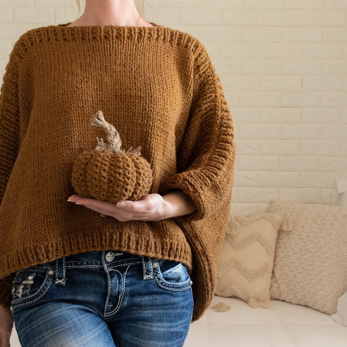 Easy Two Rectangle Modern Poncho Knitting Pattern